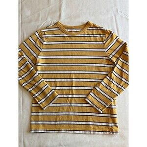 Wonder Nation Unisex Kids L Long Sleeve Crew Neck Striped T-Shirt Yellow/White